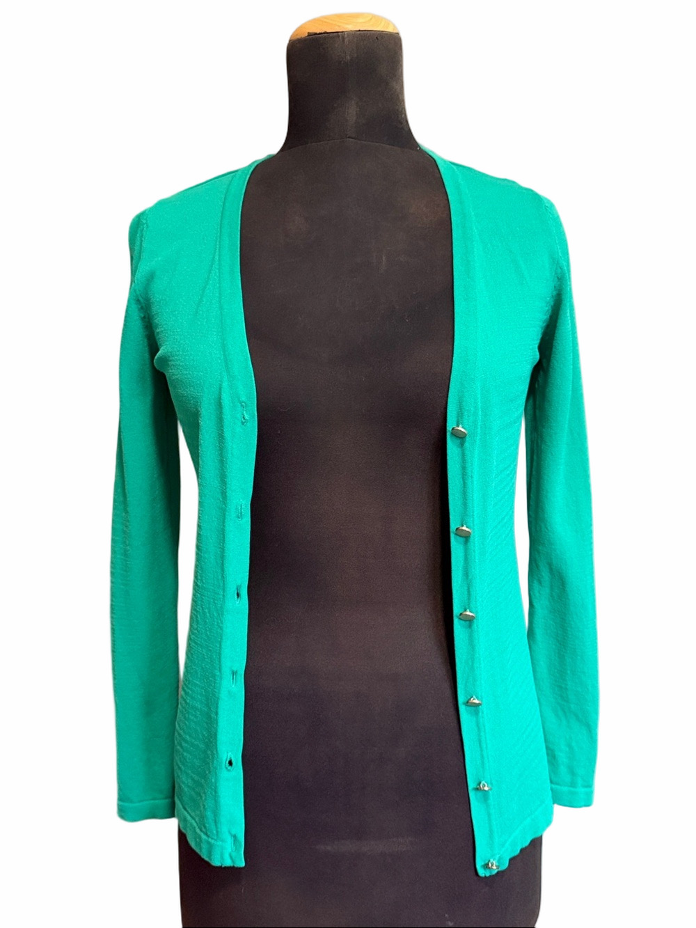 Vintage ‘Jessica’ Green Button-Front Sweater Cardigan